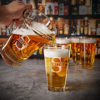 Stanford Personalized Groomsmen Pint Glasses Set of 5 Beer Glasses Beer Lover Gift - Home Wet Bar