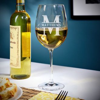 Classic Monogrammed Wine Glasses Set of 4 by HomeWetBar - Custom Gifts for  Weddings, Birthdays, Anniversaries