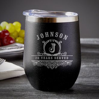 Engraved Stainless Steel Wine Tumblers - Set of 2 Wine Lover Gift - Home Wet Bar