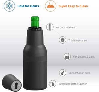Beer Bottle Coozie Holder - Apex Insulated Steel Beer Holder for Bottles  and Cans