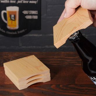 Wood Coaster Beer Set - 4