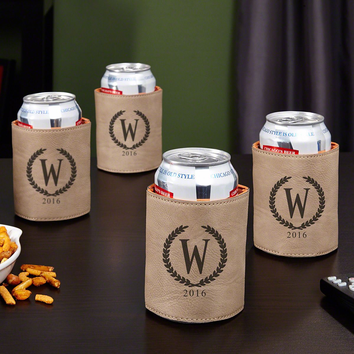 Personalized Can Cooler, Sand - Home Wet Bar