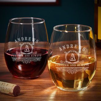 Custom Stemless Wine Glasses - Set of 4,Mindful Gifts Exclusively