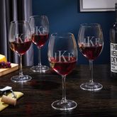 Personalized Wine Glasses - Fancy Initial Design - Wine Lover