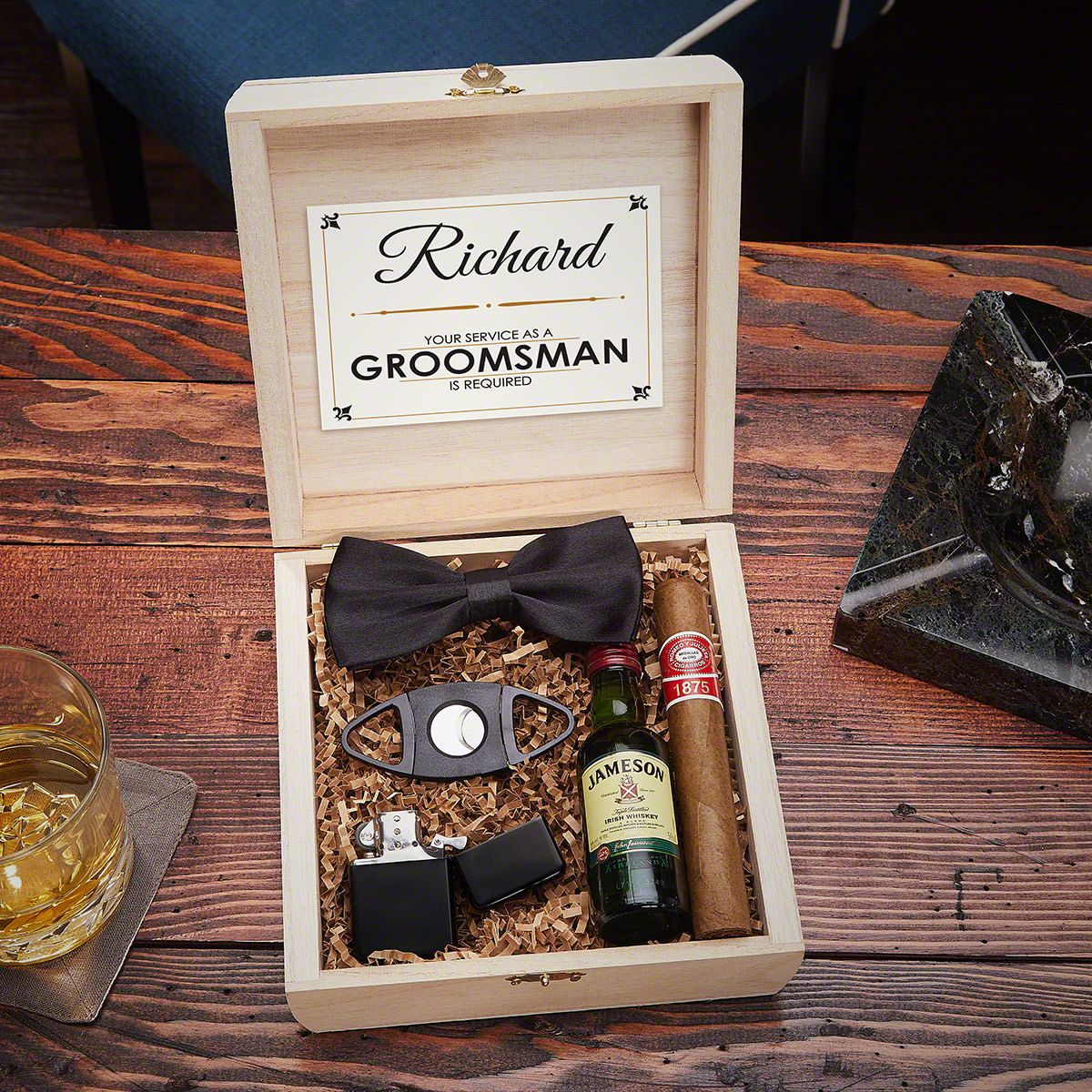 Drake Blackout Cigar Crate Groomsmen T Box Set