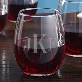 Personalized Monogram Stemless Wine Glasses (set of 4)