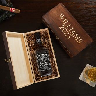 Custom Engraved Wooden Gift Box for Liquor Bottles by HomeWetBar