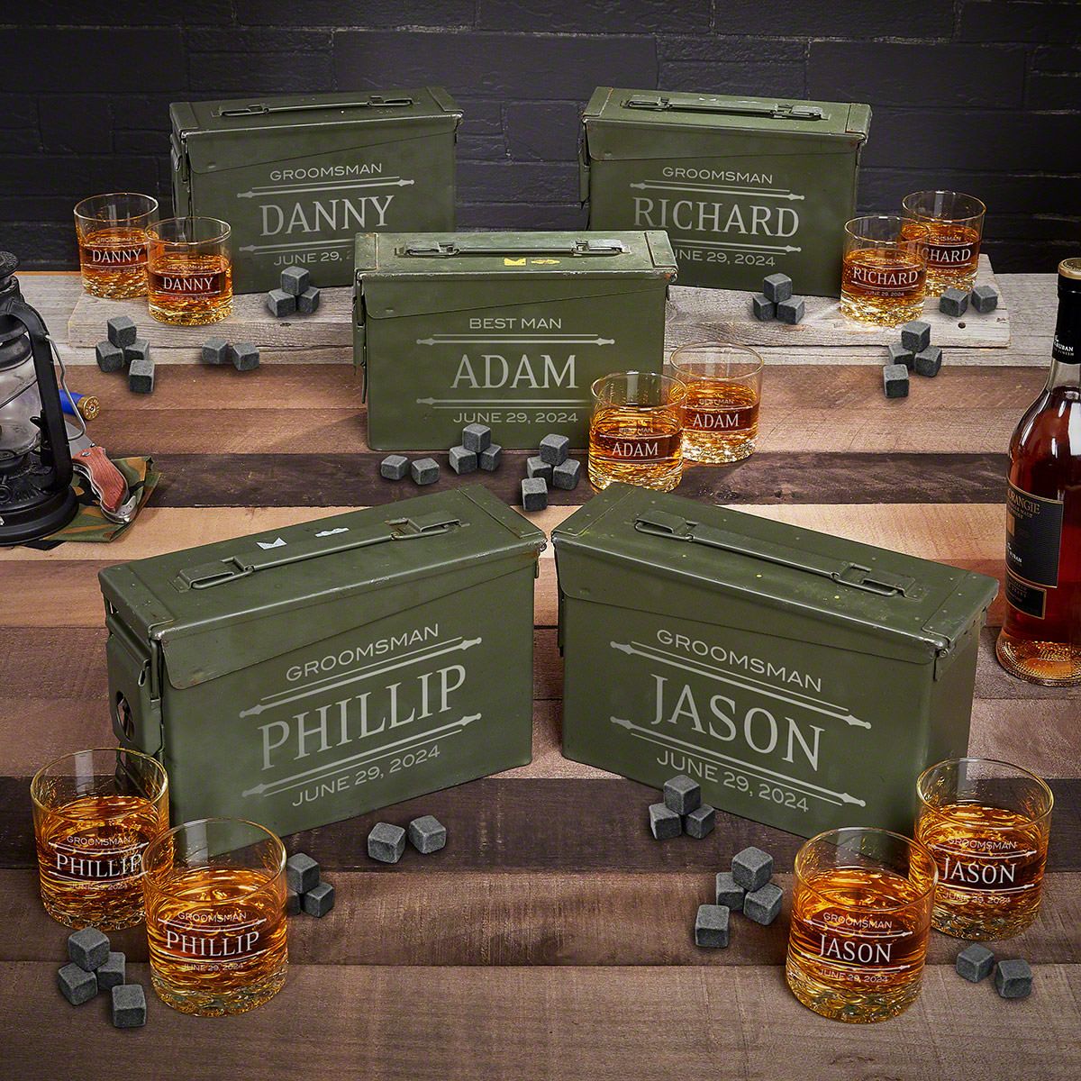 Stanford Engraved Ammo Can Non-Traditional Groomsmen Gifts  Set of 5