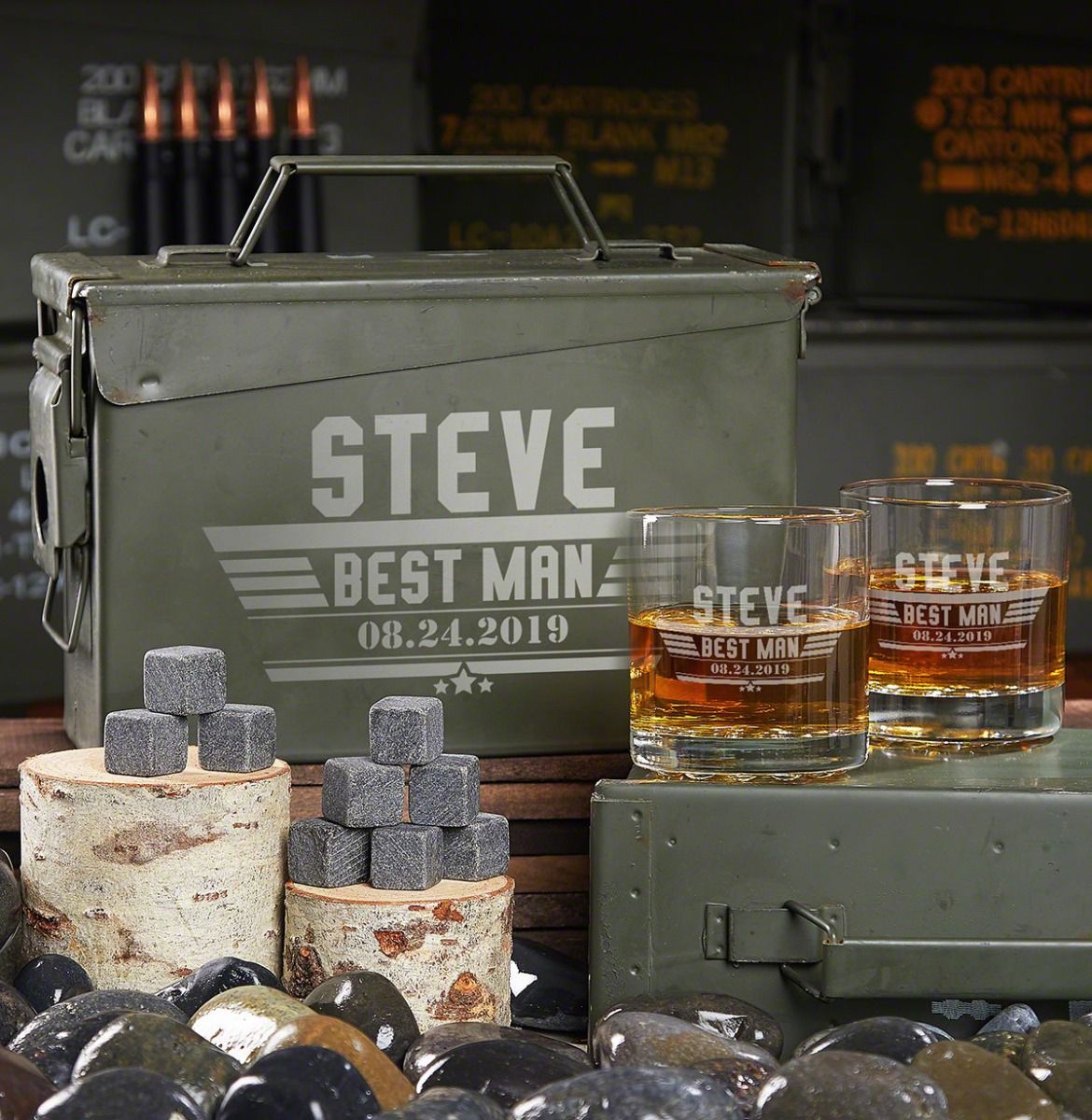 Maverick Custom Ammo Can & Bourbon Military Gift Set