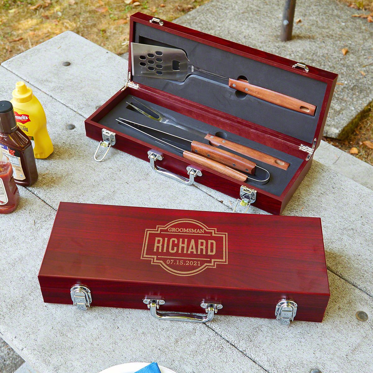 Fremont Personalized BBQ Set  Gift for Guy