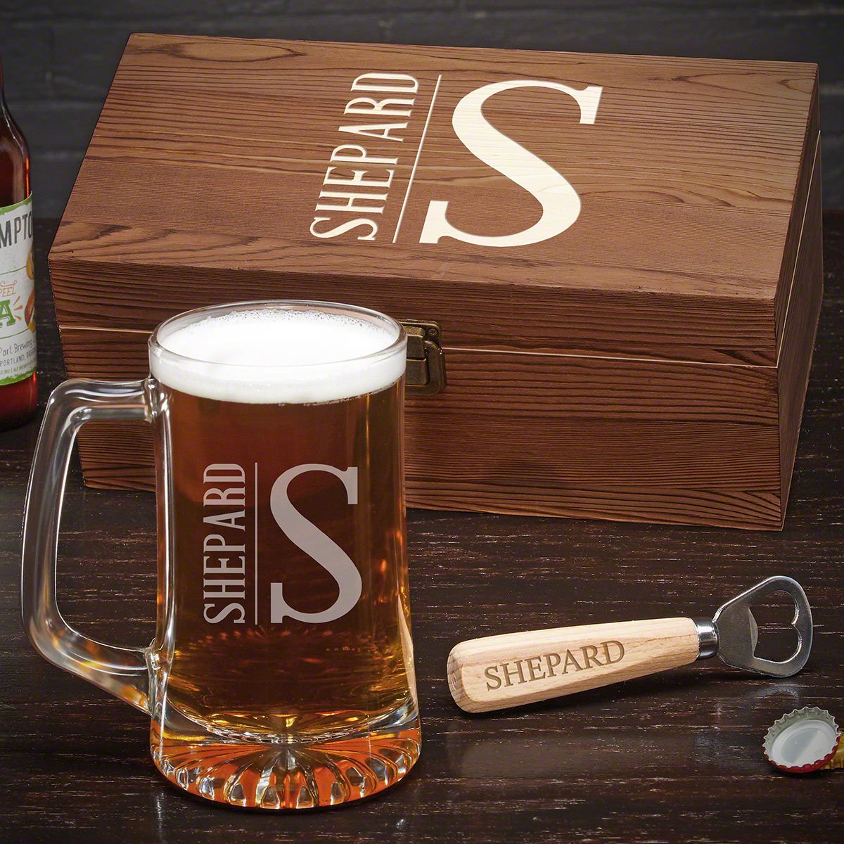 Personalized Box & Beer Mug Gift Set Beer Lover Gift - Home Wet Bar