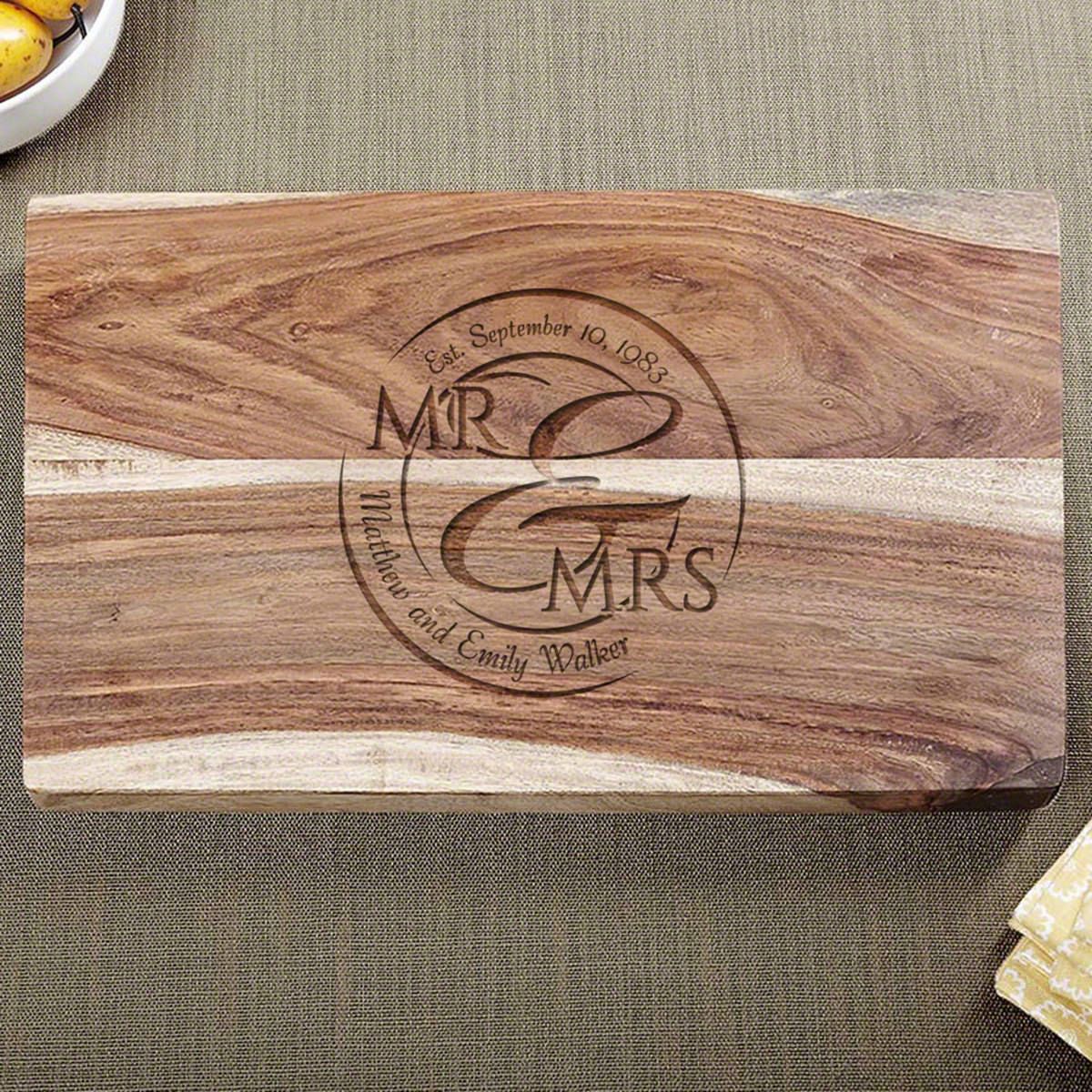 Exotic Hardwood Personalized Cutting Board - When Love Comes Together (1in Thick)