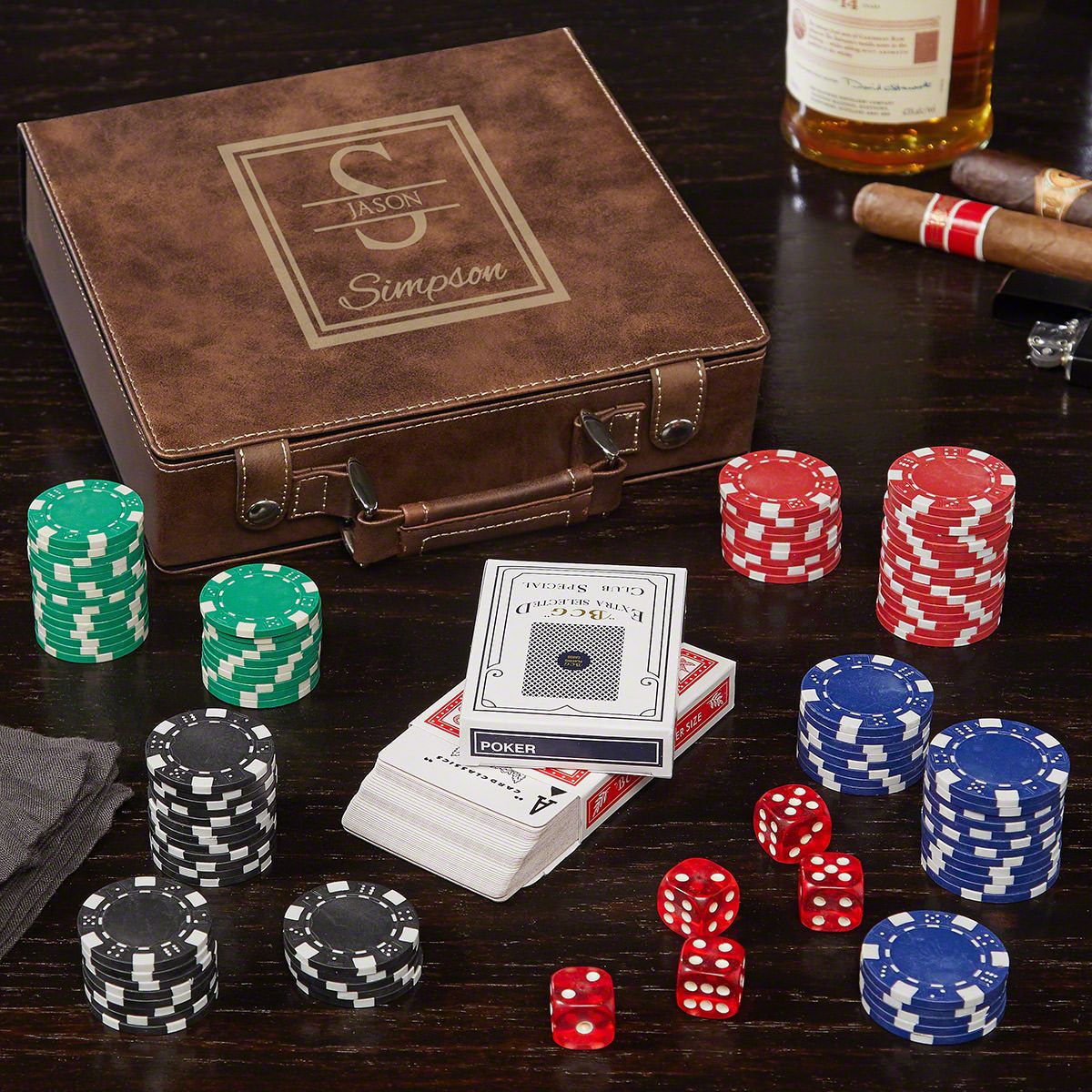 Leather Poker Set