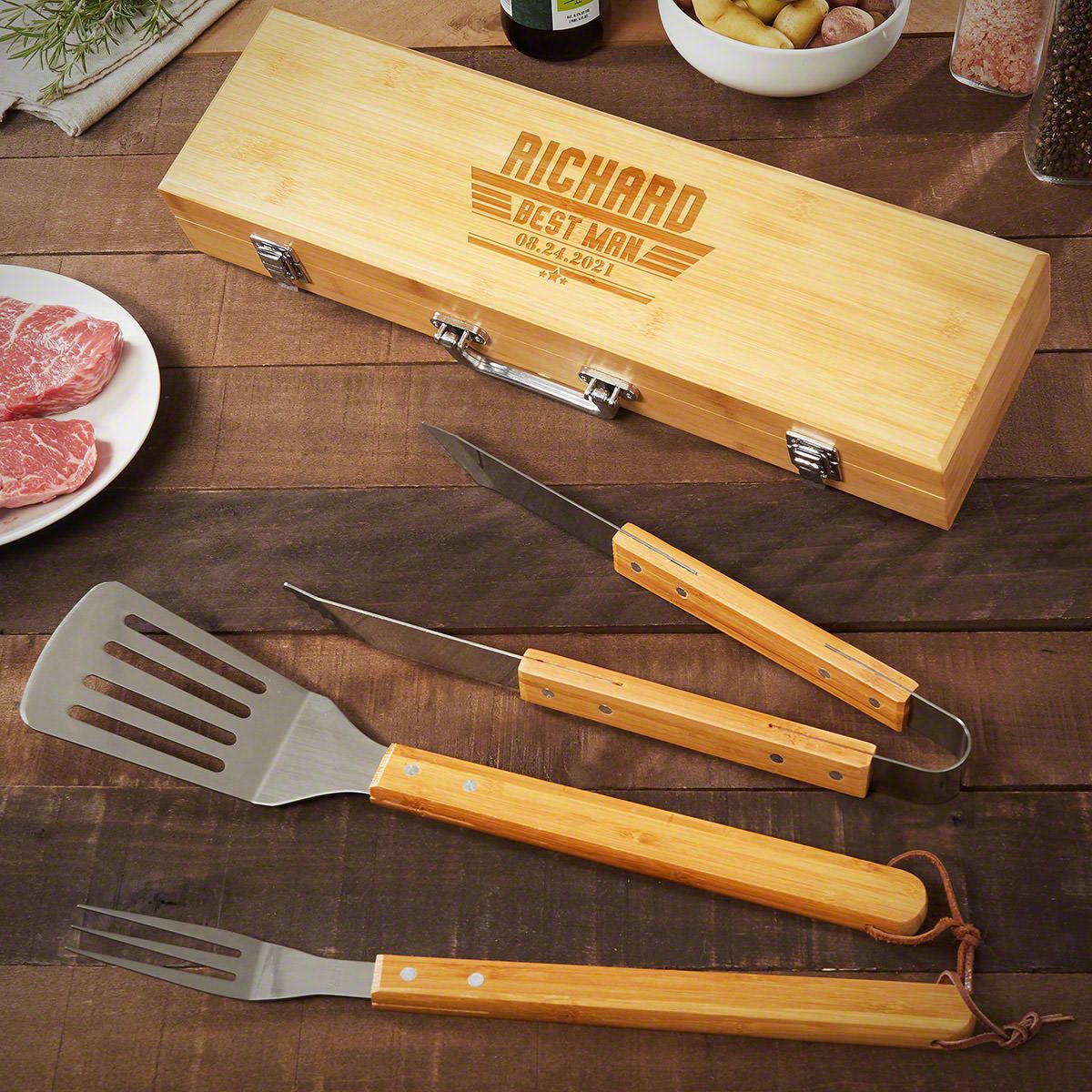 6 Tool Player Grill Tool Set - Groovy Groomsmen Gifts