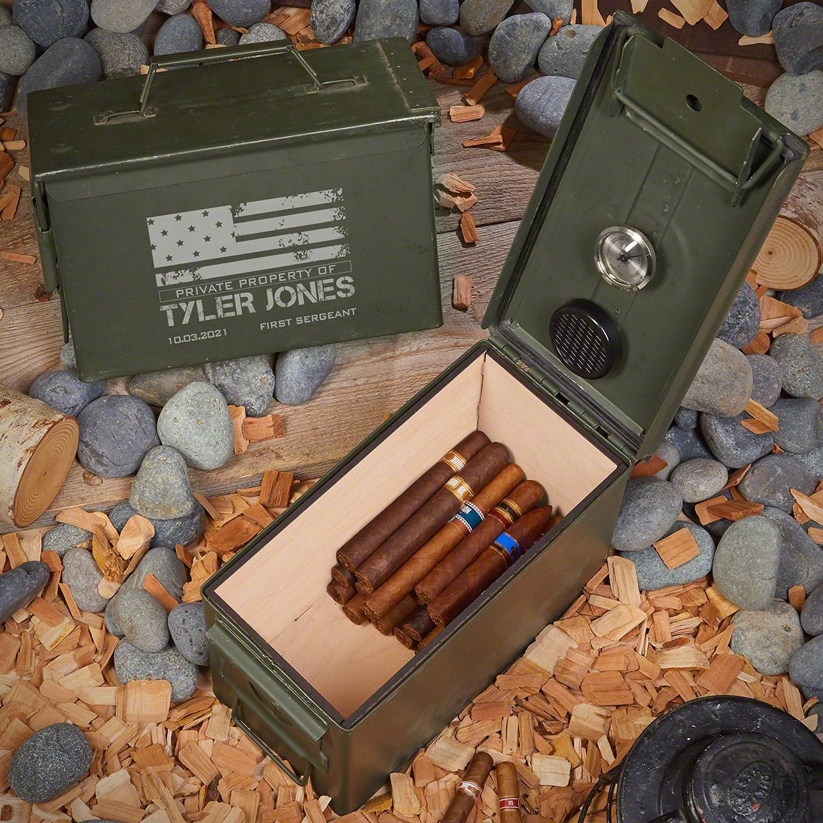 American Heroes Personalized 50 Humidor Military Gift