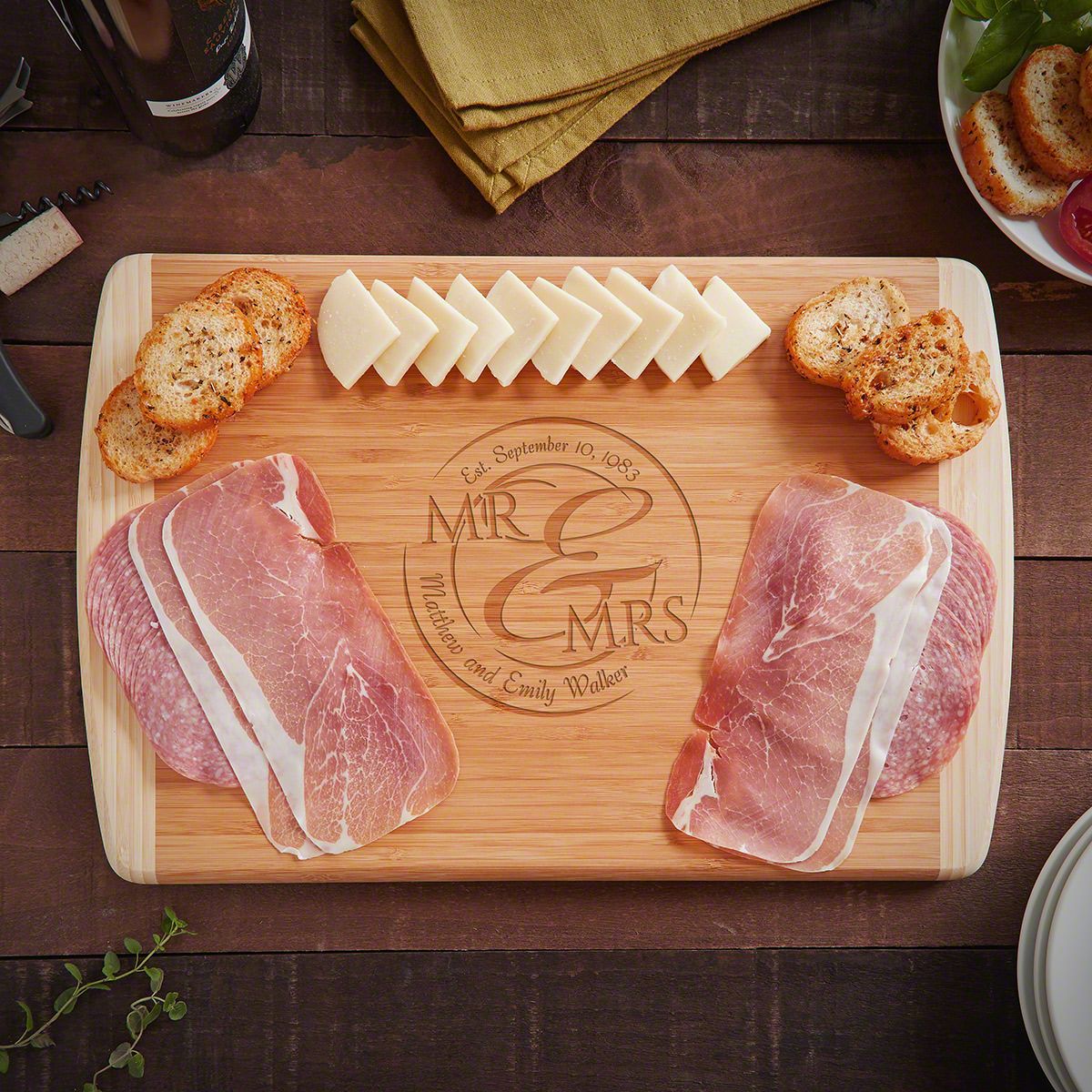 Custom Bamboo Charcuterie and Cheese Board - When Love Comes Together (1in Thick)
