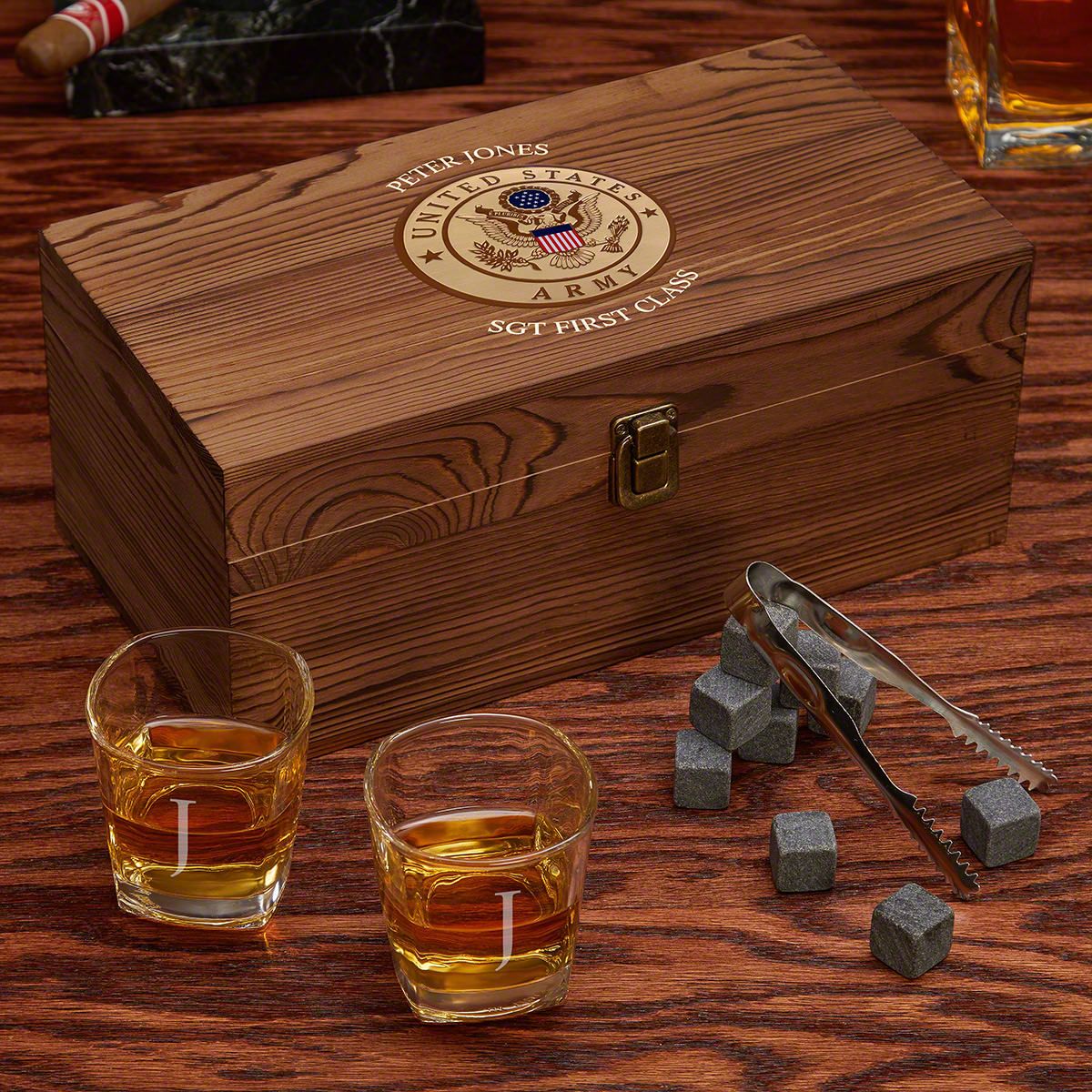 Army Engraved Whiskey Shot Glasses Box Set, Size: One Size
