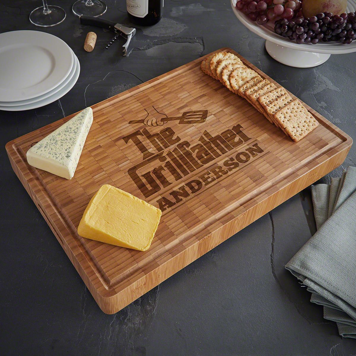 End Grain Custom Bamboo Cutting Board - The Grillfather (2in Thick)