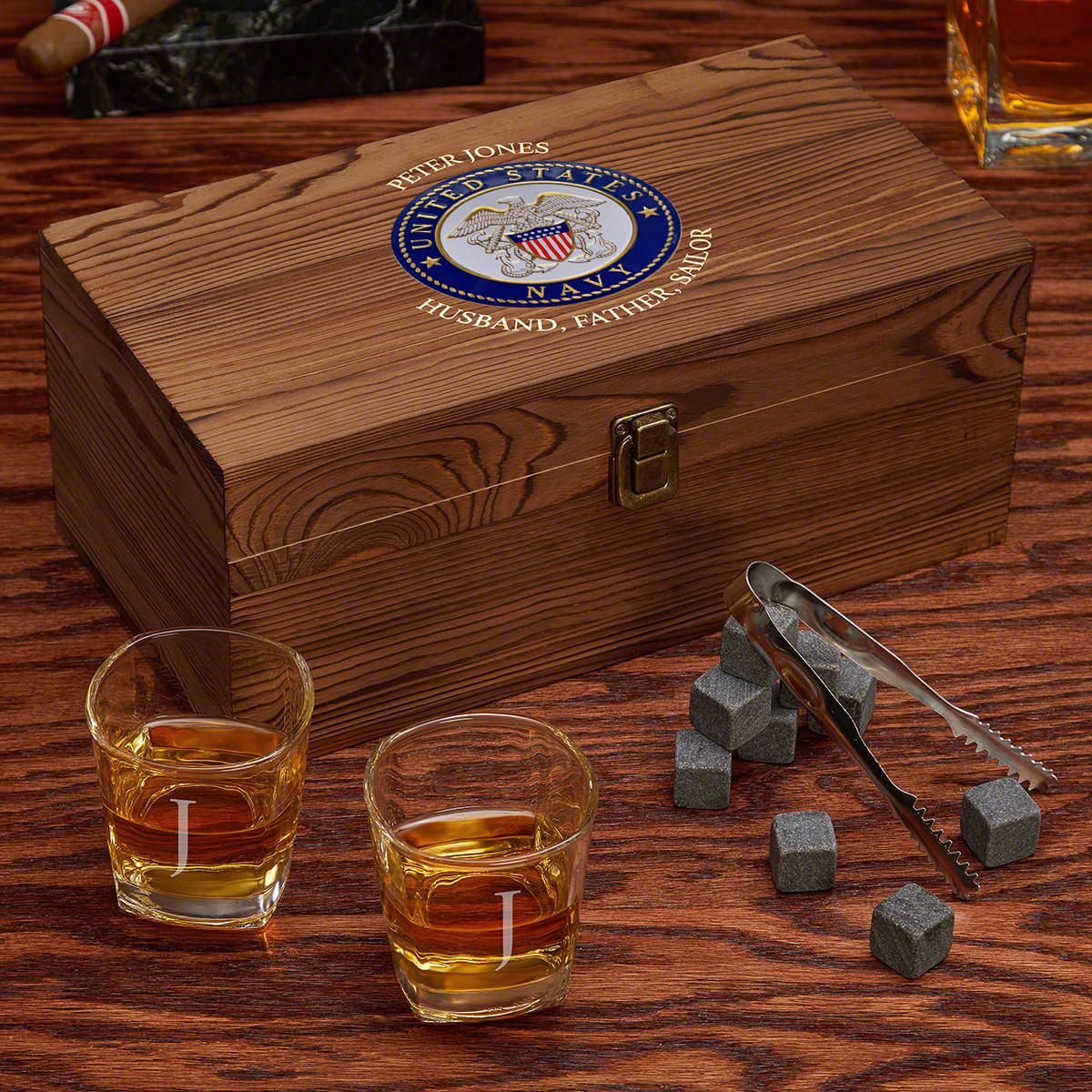 Custom Whiskey Set US Navy Gifts