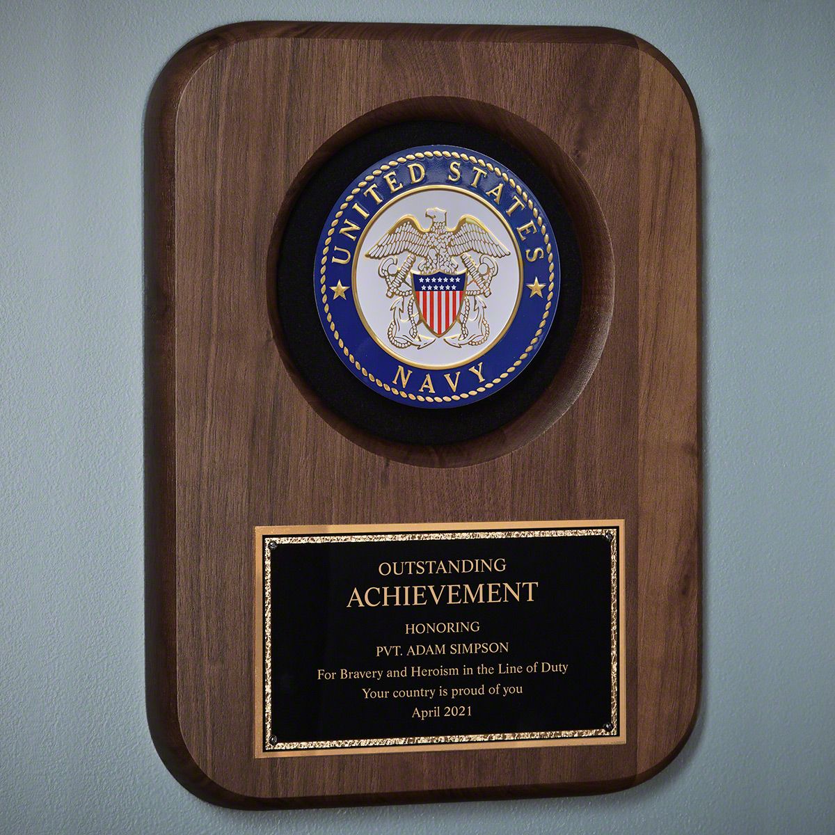 Navy Personalized Award Plaque