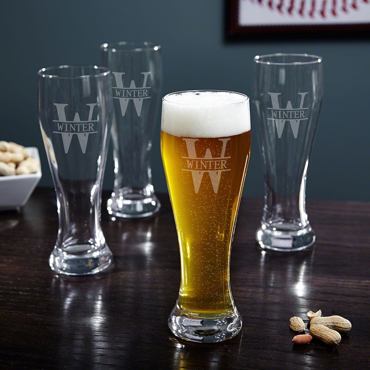 True Wheat Beer Glasses, Pilsner Beer Glass, Craft Brew Lovers Glassware,  23 Ounce, Large Beer Glasses, Set of 4 Pilsner Glasses, Clear Glass 