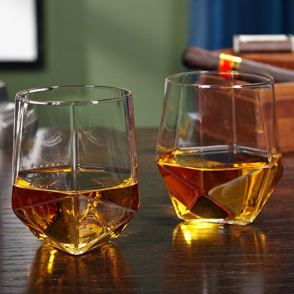 "Prism Faceted Whiskey Tumblers, Set of 2"