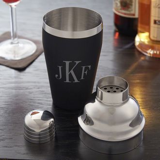 Gifts for Him - Personalized Cocktail Shaker Set 18 Oz - Bartender Kit -  Custom Cocktail Shaker Drink Bar - Black Stainless Steel Bar Set