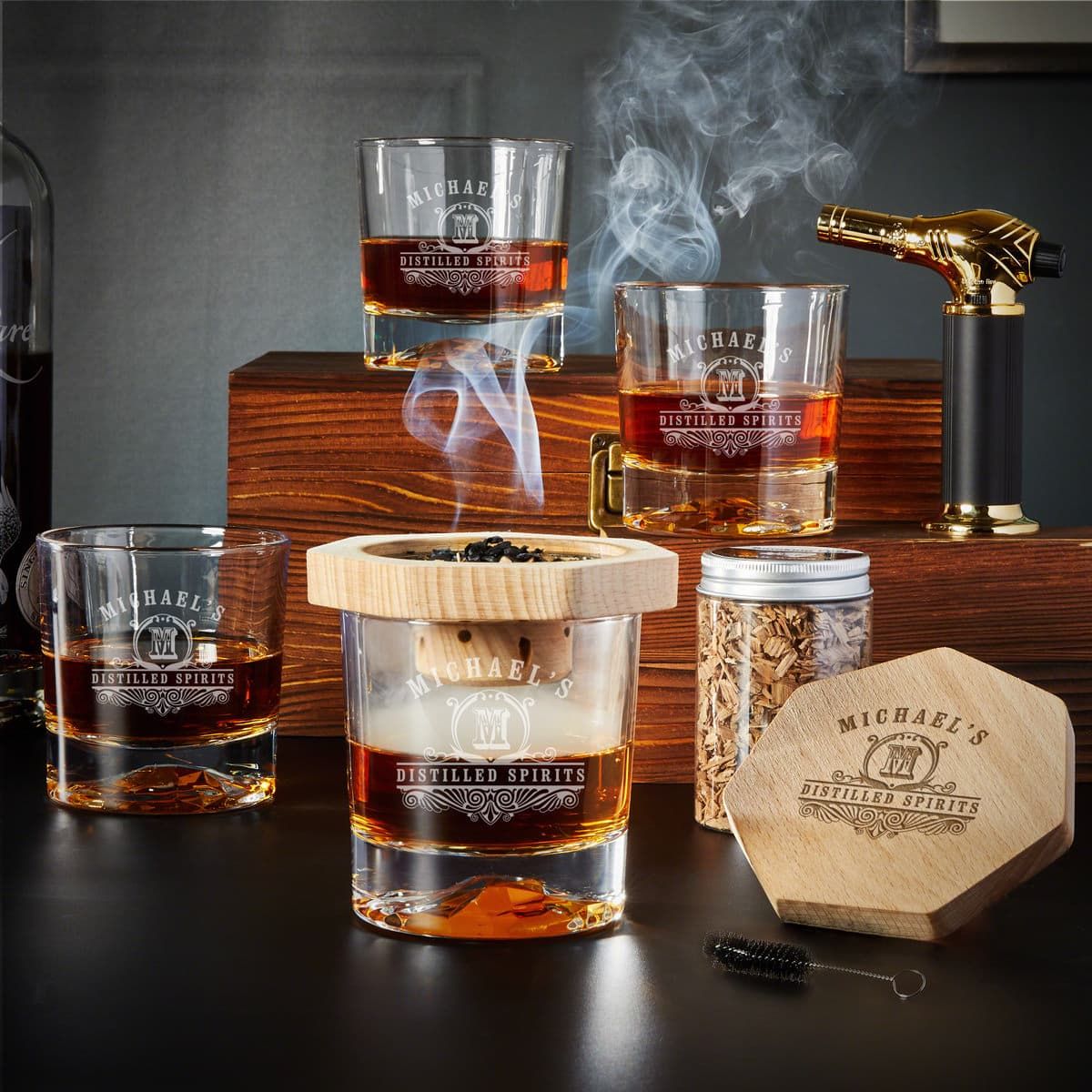 Black Diamond Personalized Whisky Smoker Kit - 9pc Carraway Set