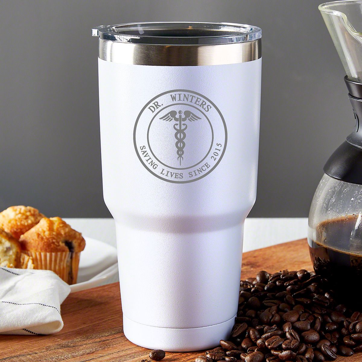 Death Before Decaf – Engraved Stainless Steel Tumbler, Stainless Coffee Cup,  Coffee Lover Gift – 3C Etching LTD