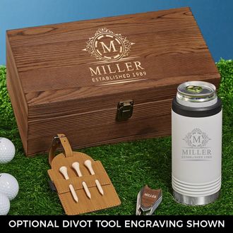 Personalized Golf Gift Box Set with Custom Towel, Divot Tool, Tumbler, and  Engraved Box - Groovy Groomsmen Gifts