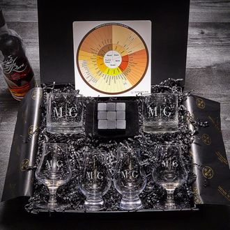 Engraved Whiskey Tasting Set with Nosing Glasses for Whiskey Bourbon Scotch Lovers - Home Wet Bar