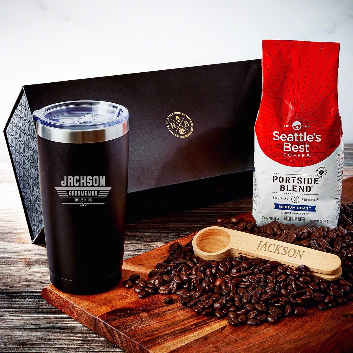 Luxury Personalized Coffee Gift Set - 4 pc Maverick Tumbler Set