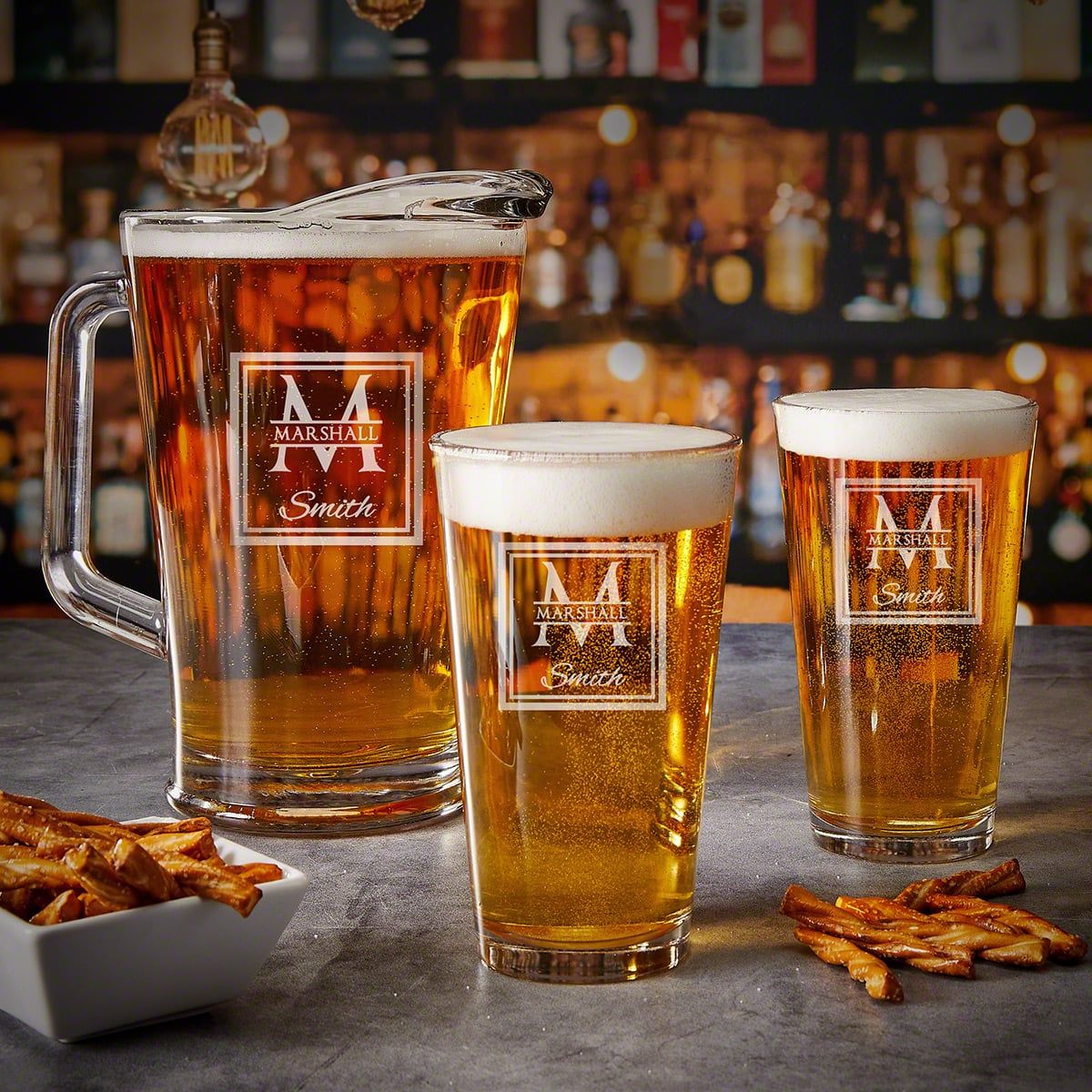 Personalized Beer Pitcher and Glass Set - Home Wet Bar