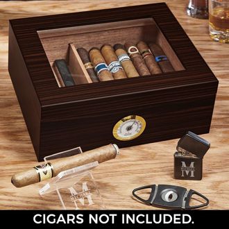 Humidor, Hydrometer, and Cigars - Secreto Cigar Bar