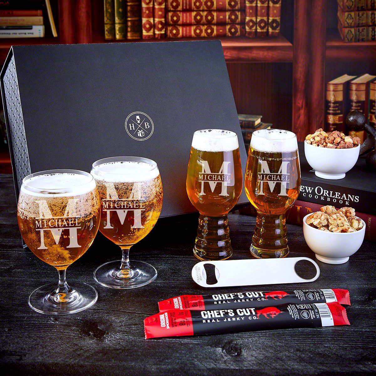 Oakmont Personalized Tulip Beer Glasses, Set of 4