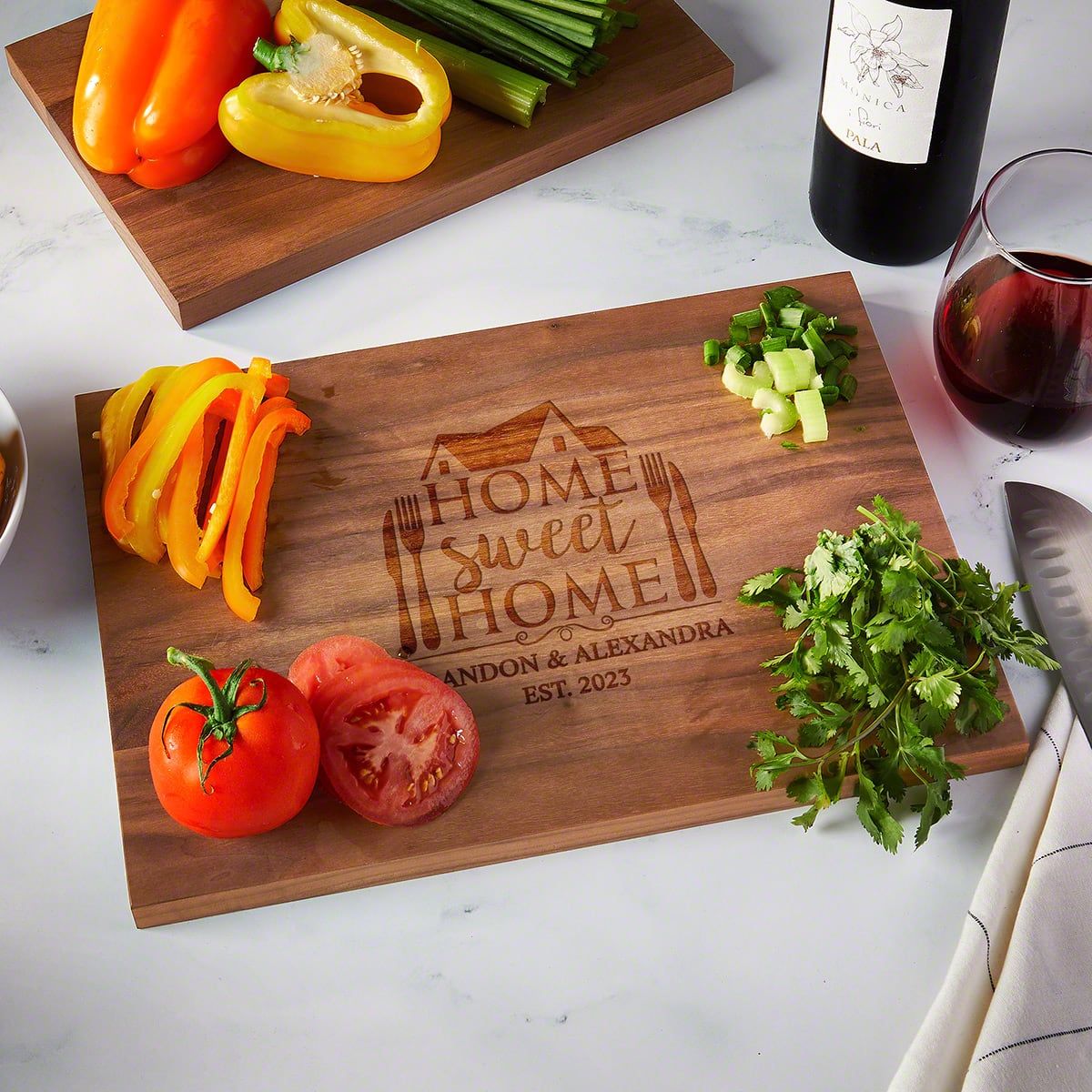 Walnut Personalized Cutting Board - Home Sweet Home Standard (0.75in Thick) - Home Wet Bar