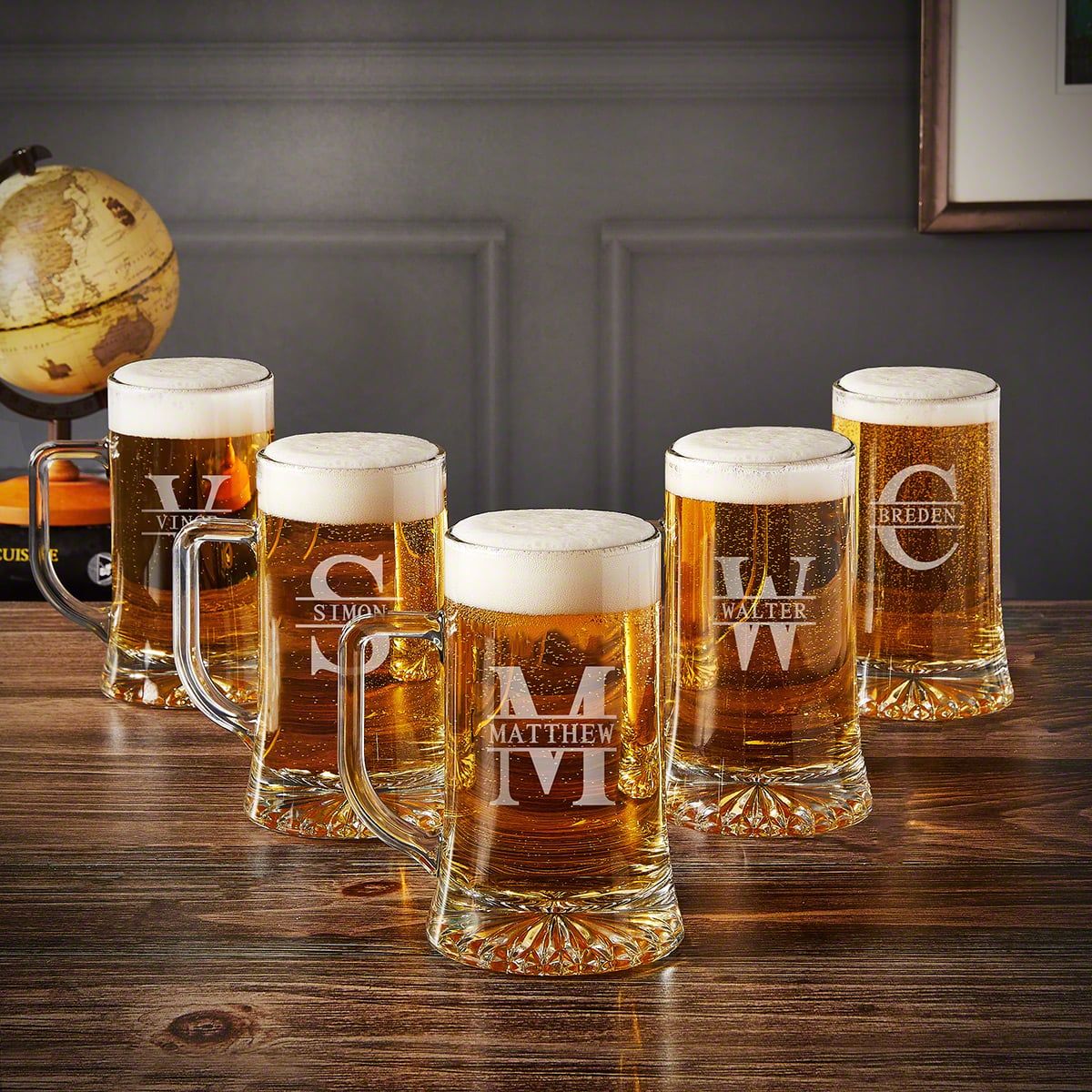 Custom Beer Mugs, Set of 5 - Groomsmen Gifts Beer Lover Gift - Home Wet Bar