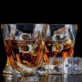 Whiskey Glasses Set of 4 - Gift For Men, Dad, Father, Brother - Twisted Old  Fashioned []