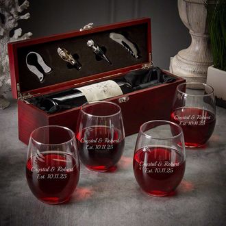 Christmas Twin Gift Box Set - Engraved 360ml Wine Glasses
