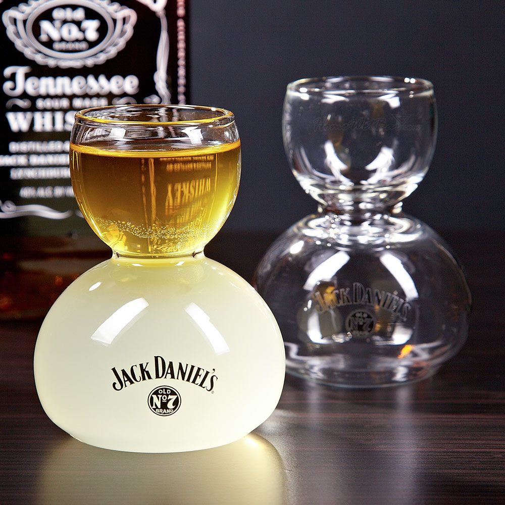 Jack Daniel's - Jigger Double Bubble Shot Glass Chaser - Whiskey on Water  6oz
