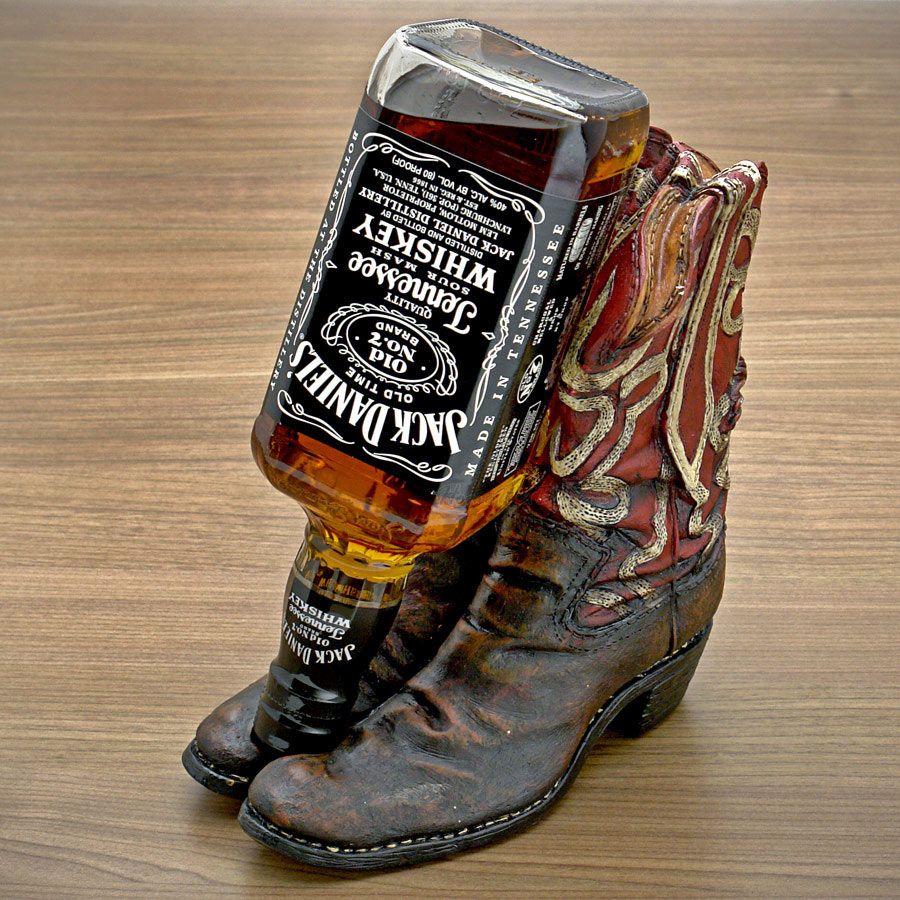 Cowboy Boot Water Bottle Tote - Bottle Caddy - Leather Bottle