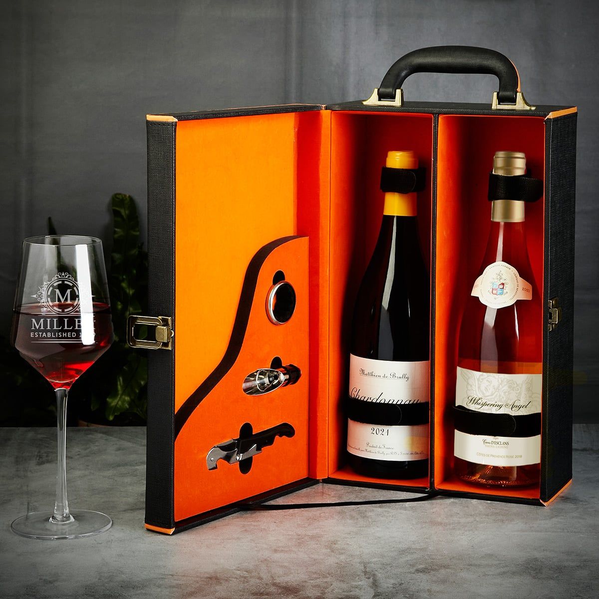 Rhone Wine Gift Box with Custom Wine Glass and Accessories Wine Lover Gift - Home Wet Bar